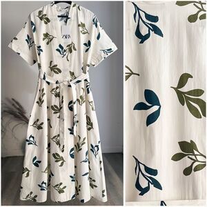 Zara Poplin Cotton Printed Dress New
